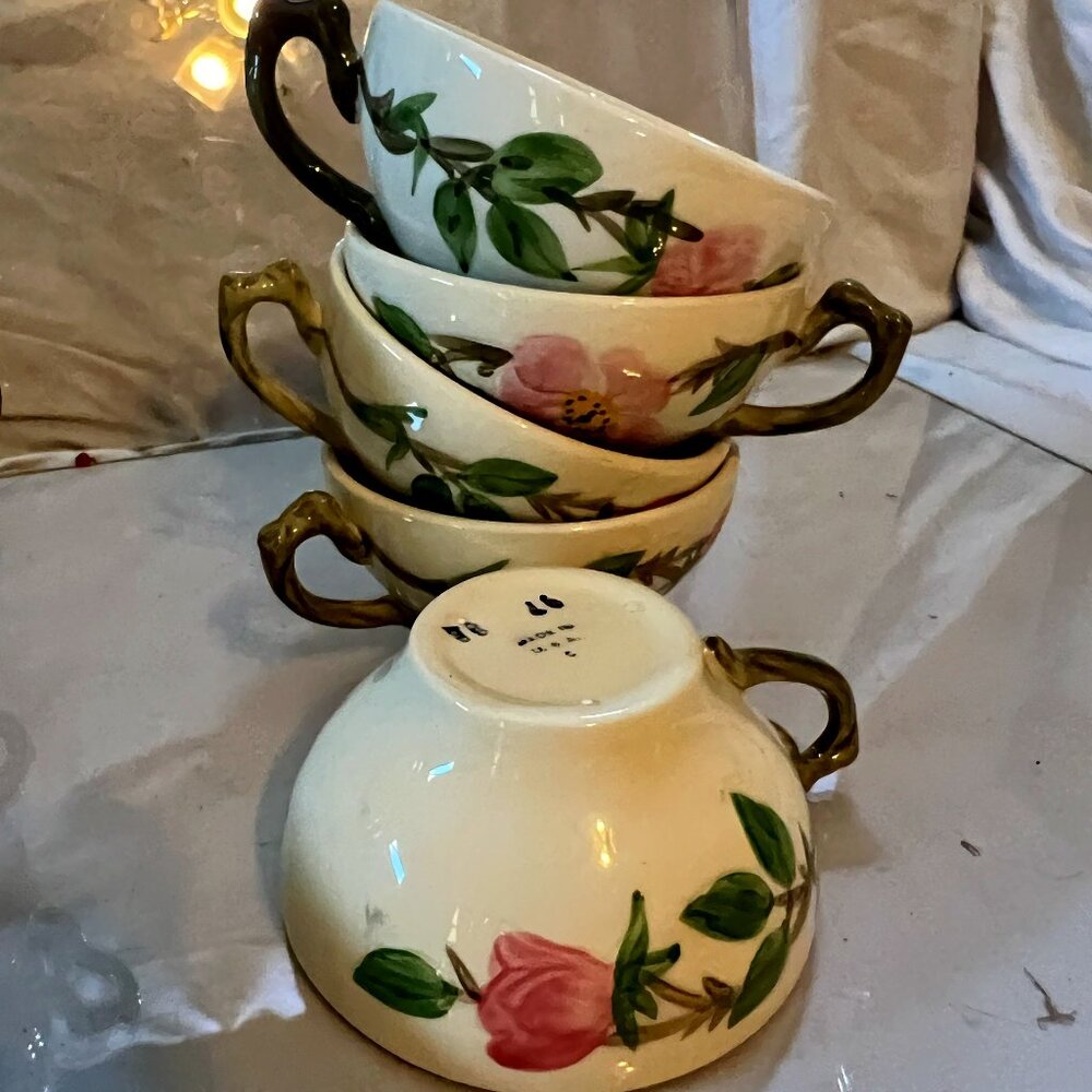 Vintage Franciscan Desert Rose Tea Cups, Set of 5- Made in USA